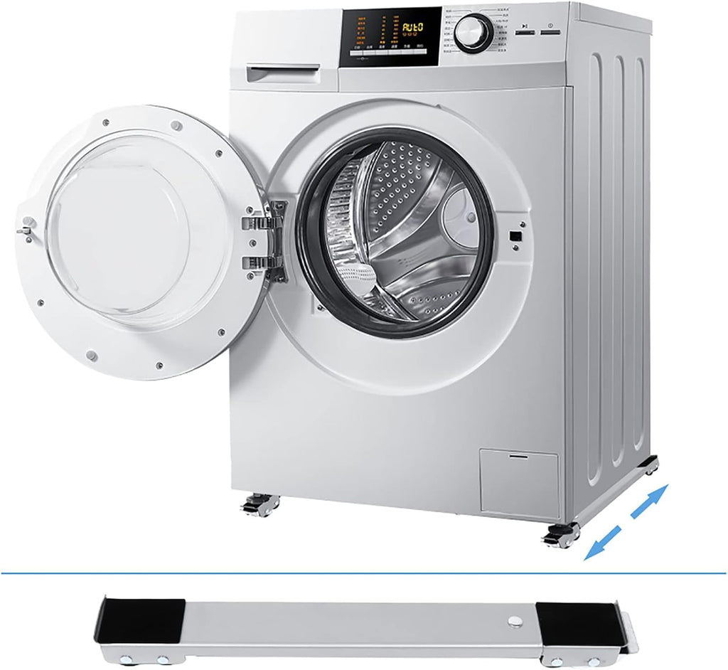 Washing Machine Stand Base, Universal Movable Furniture Dolly Base, Adjustable Dryer Fridge Pedestal, Mini Fridge Base with 24 Locking Wheels, Load-Bearing 300kg (Silver)