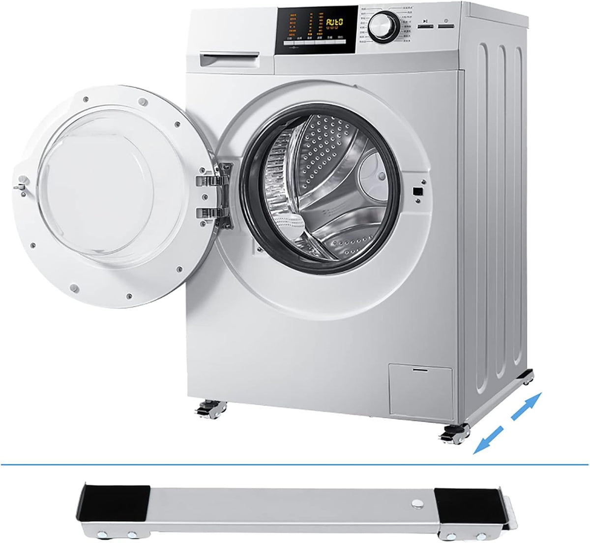Washing Machine Stand Base, Universal Movable Furniture Dolly Base, Adjustable Dryer Fridge Pedestal, Mini Fridge Base with 24 Locking Wheels, Load-Bearing 300kg (White)