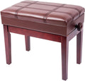 Vanity Bench,Faux Leather Piano Stool Piano Bench with Storage CompartmentLoad Capacity Up to 180Kg55 X 34 X 47-57CmHeight AdjustableSuitable for Single PersonTeak，Brown