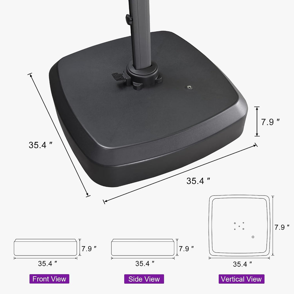 PURPLE LEAF Patio Umbrella Base with Wheels DL4160 Heavy Duty Outdoor Umbrella Base Water &Sand Filled 35.4' X 35.4' X 7.9'