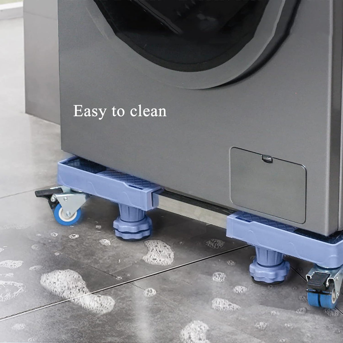 Adjustable Washing Machine Base, Universal Stand Mobile Roller for Washer, Dryer and Refrigerator, Movable Furniture Dolly Pedestal with 4 Locking Wheels and 4 Strong Feet