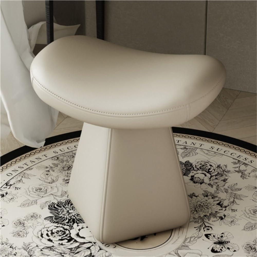 Leather Vanity Stool Chair, Creative Vanity Bench, Modern Swivel Stool for Dressing Table, for Daily Routines and Easy Shoe Changing(Gray)