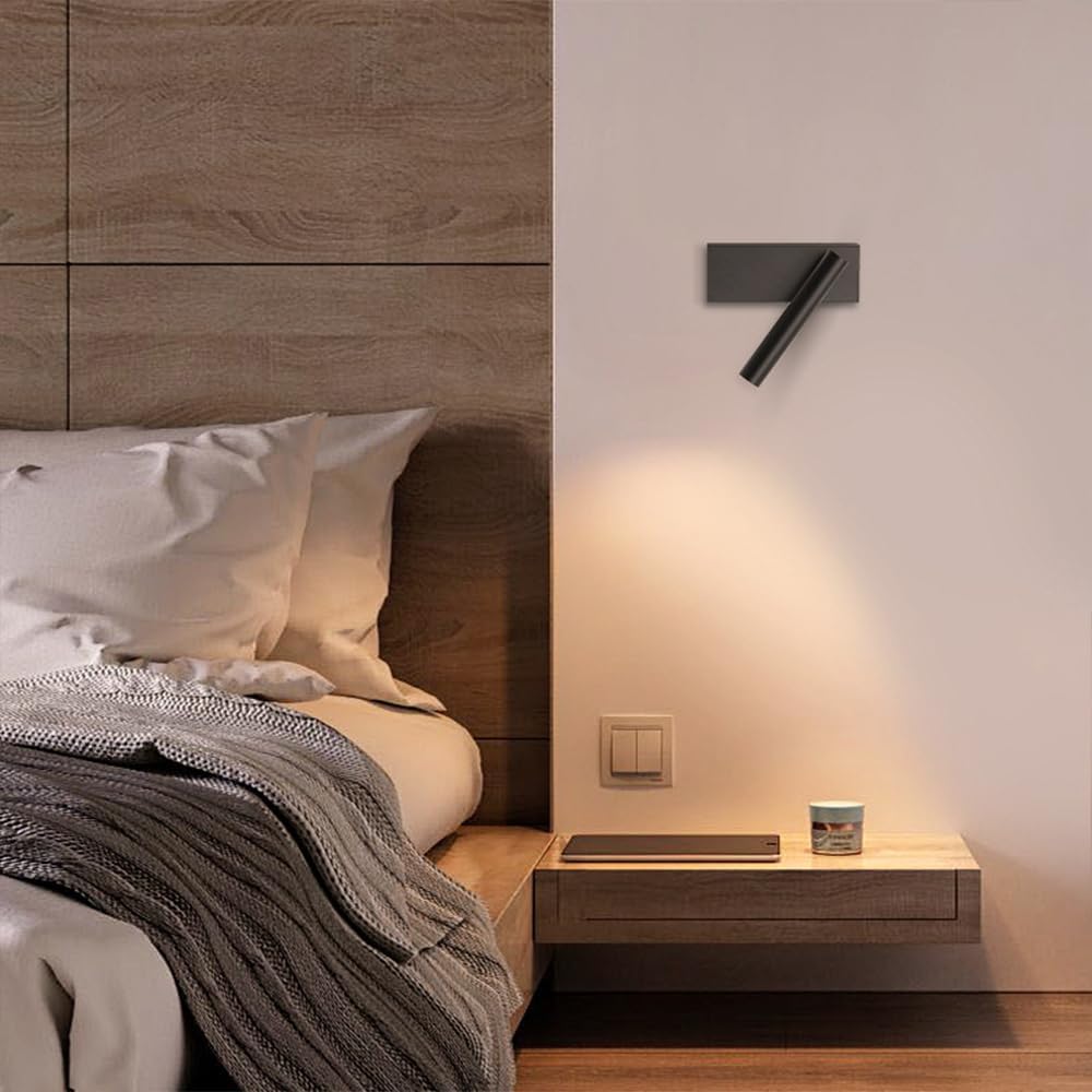 Book Light for Reading in Bed, LED Wall Reading Lamp Adjustable Spotlights with Button Switch, Modern Wall Mounted Reading Lamp, Reading at Night Book Lights