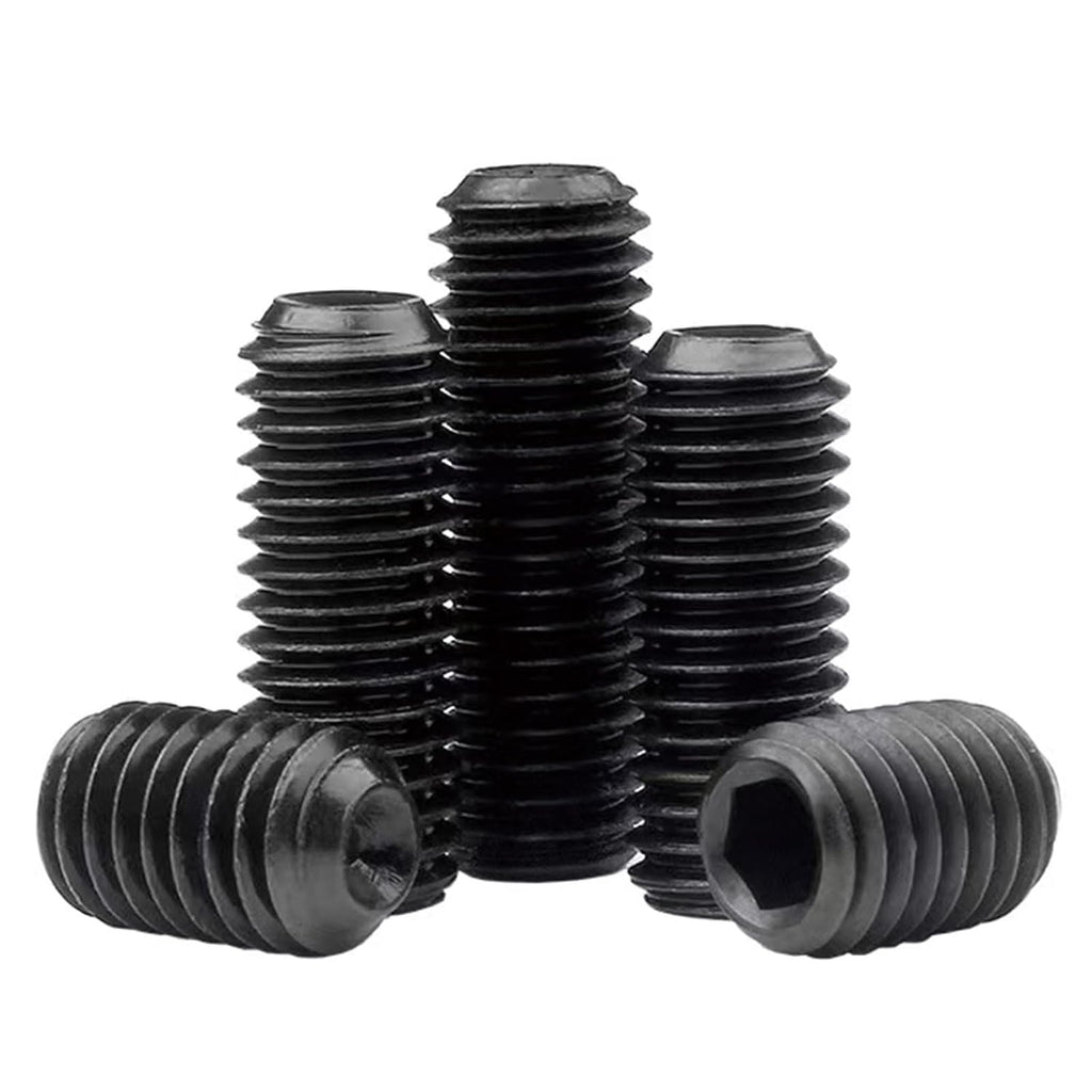 7/8'-9x7/8 Socket Set Screws, Cup Point, Coarse, Alloy, Black Oxide, 10-Pack