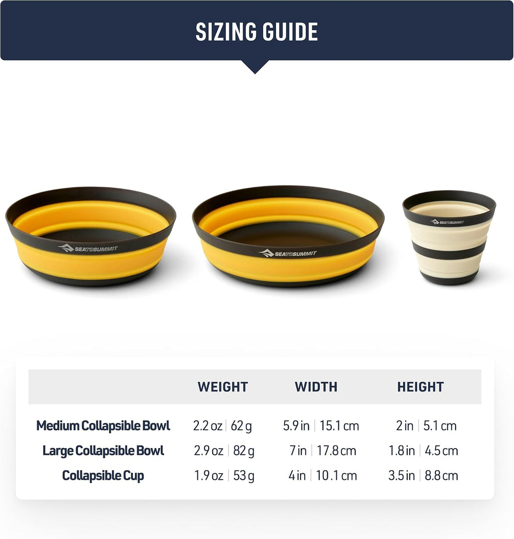 Sea to Summit Frontier Ultralight Collapsible Dinnerware Set, 2-Person (2 Medium Bowls, 2 Large Bowls, 2 Cups)