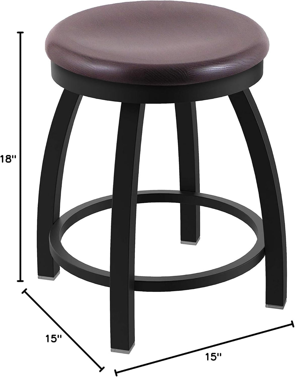 HBS 802 Misha 18' Swivel Vanity Stool with Black Wrinkle Finish and Dark Cherry Oak Seat