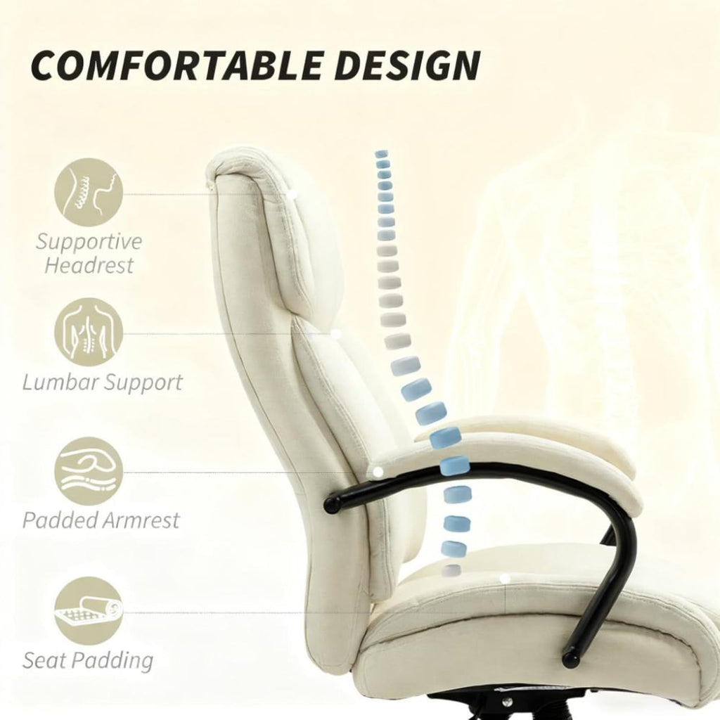 Hassyee Comfortable Design Executive Office Chair with Universal Wheels, Curved Backrest Design Home Office Table Chair with Adjustable Height