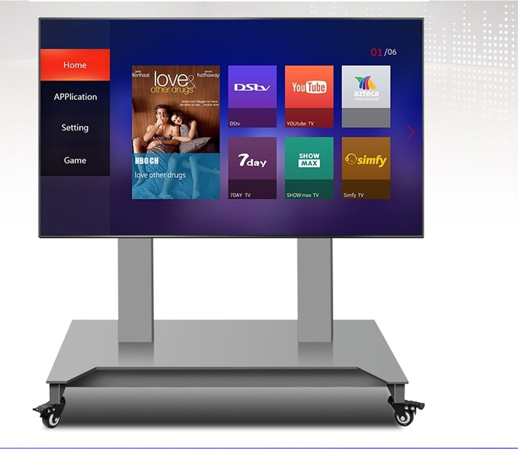 Motorized TV Mount - Mobile TV Cart On Wheels - Mobile TV Stand Cart with Height Adjustable, 4 Step Height Memory Function, Motorized TV Lift Fits 52-100 Inch Screen(A)