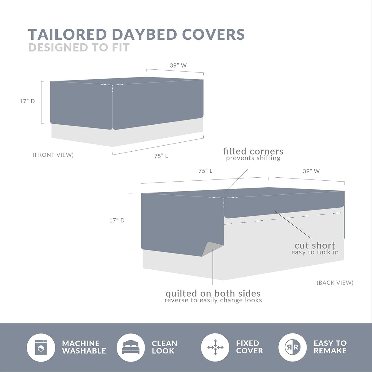 Madison Park Daybed Cover Set - Trendy Design, All Season Luxury Bedding with Bedskirt, Matching Shams, Decorative Pillow, Diamond Quilted Faux Suede Reversible Brown 75'x39' 6 Piece