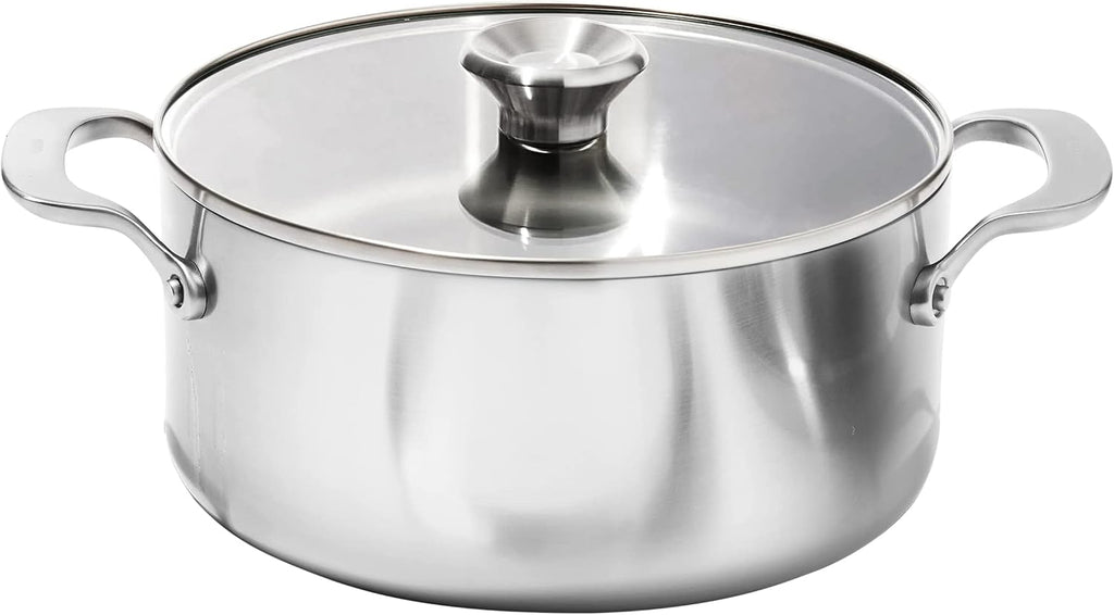 OXO Mira Tri-Ply Stainless Steel, 5QT Stock Pot with Lid, Induction, Multi Clad, Dishwasher and Metal Utensil Safe