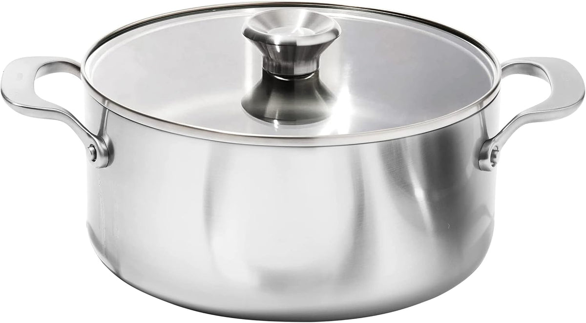 OXO Mira Tri-Ply Stainless Steel, 5QT Stock Pot with Lid, Induction, Multi Clad, Dishwasher and Metal Utensil Safe