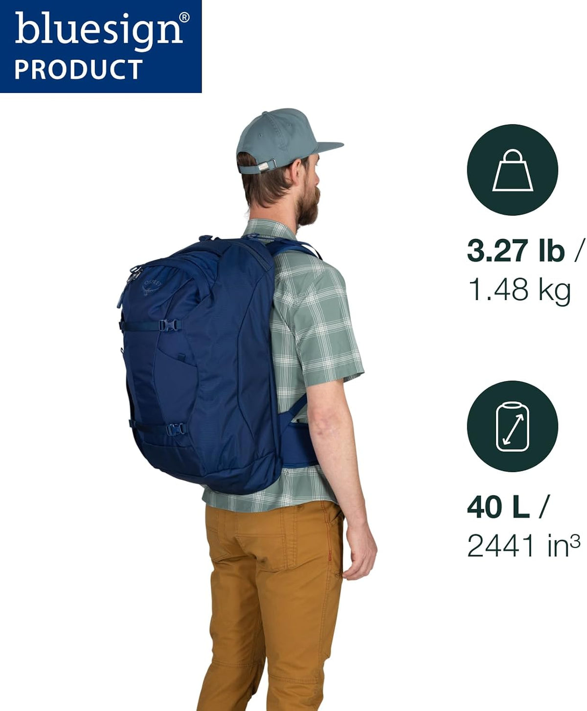 Osprey Farpoint 40L Men's Travel Backpack - Carry On Bag with Laptop Sleeve and Toiletry Pocket, Sawdust