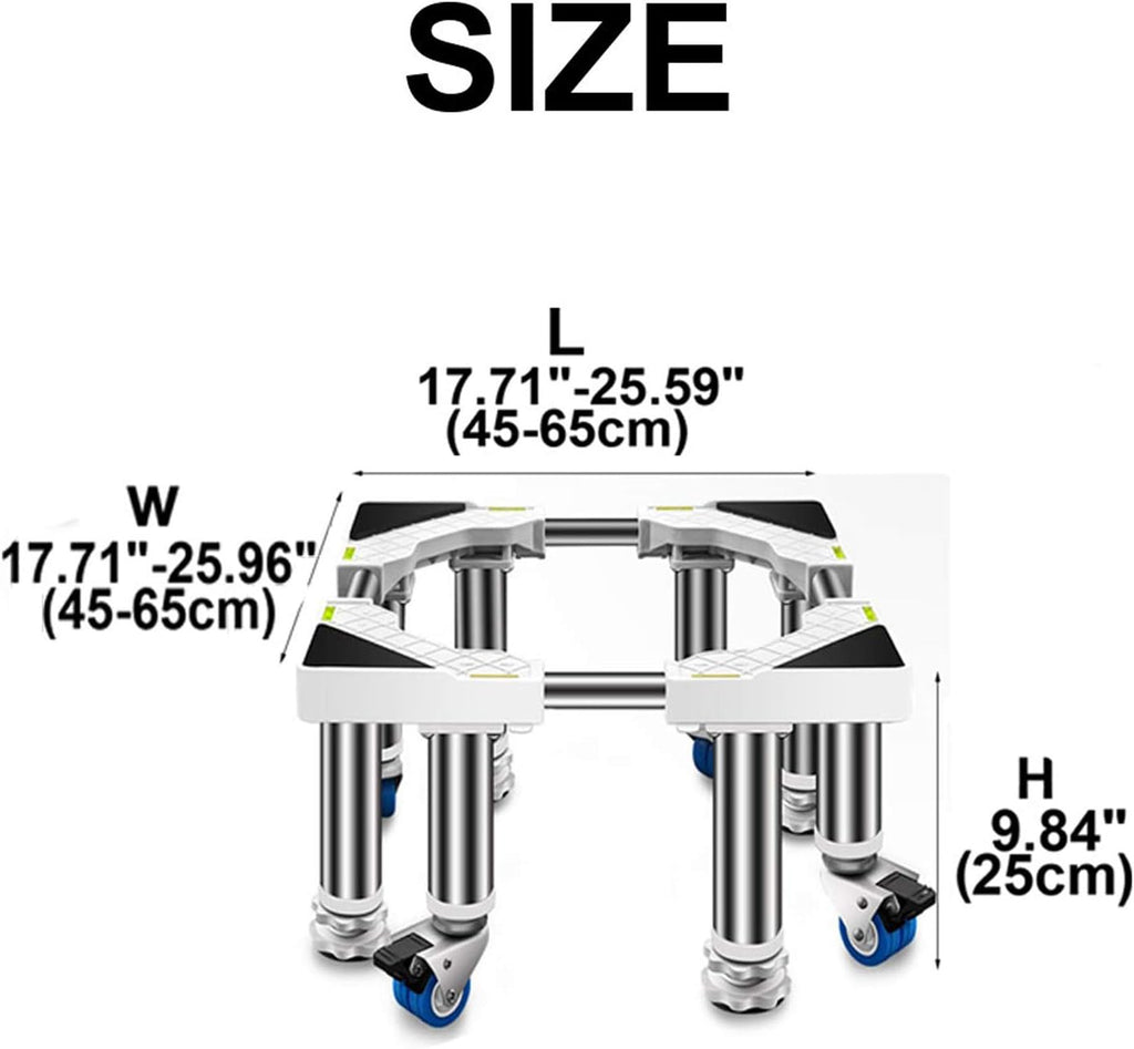 Washer Dryer Washing Machine Base Heavy Duty Washing Machine Base with Wheels Universal Mobile Base Fridge Stand Locking Swivel Wheels Stent Appliance Refrigerator Stand 45-65