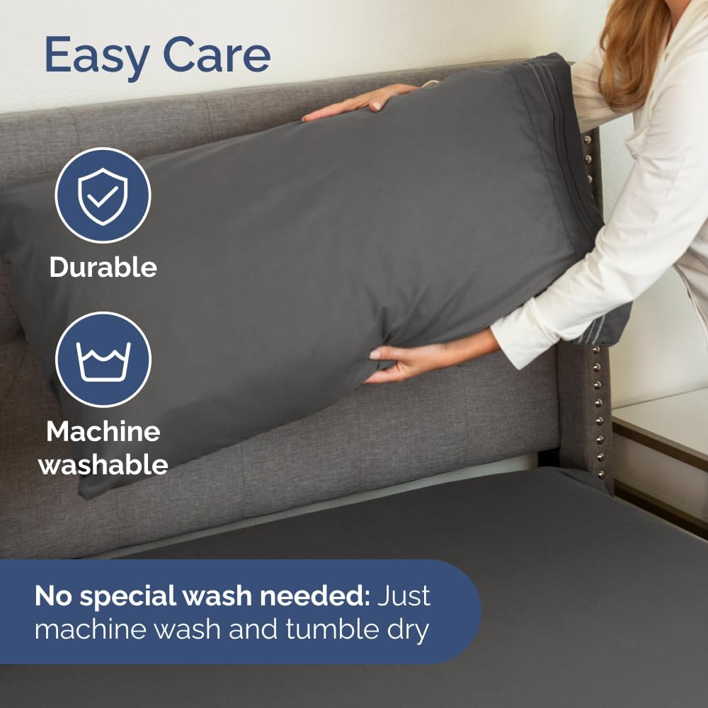 Bulk Case Pack of 16 Sheet Sets - (16) Complete Full Size Sheet Sets with Deep Pockets - Wholesale Bulk Bedding for Hotels, Spas & Airbnbs - Breathable, Cooling, Soft & Wrinkle Free - (Full, Charcoal)