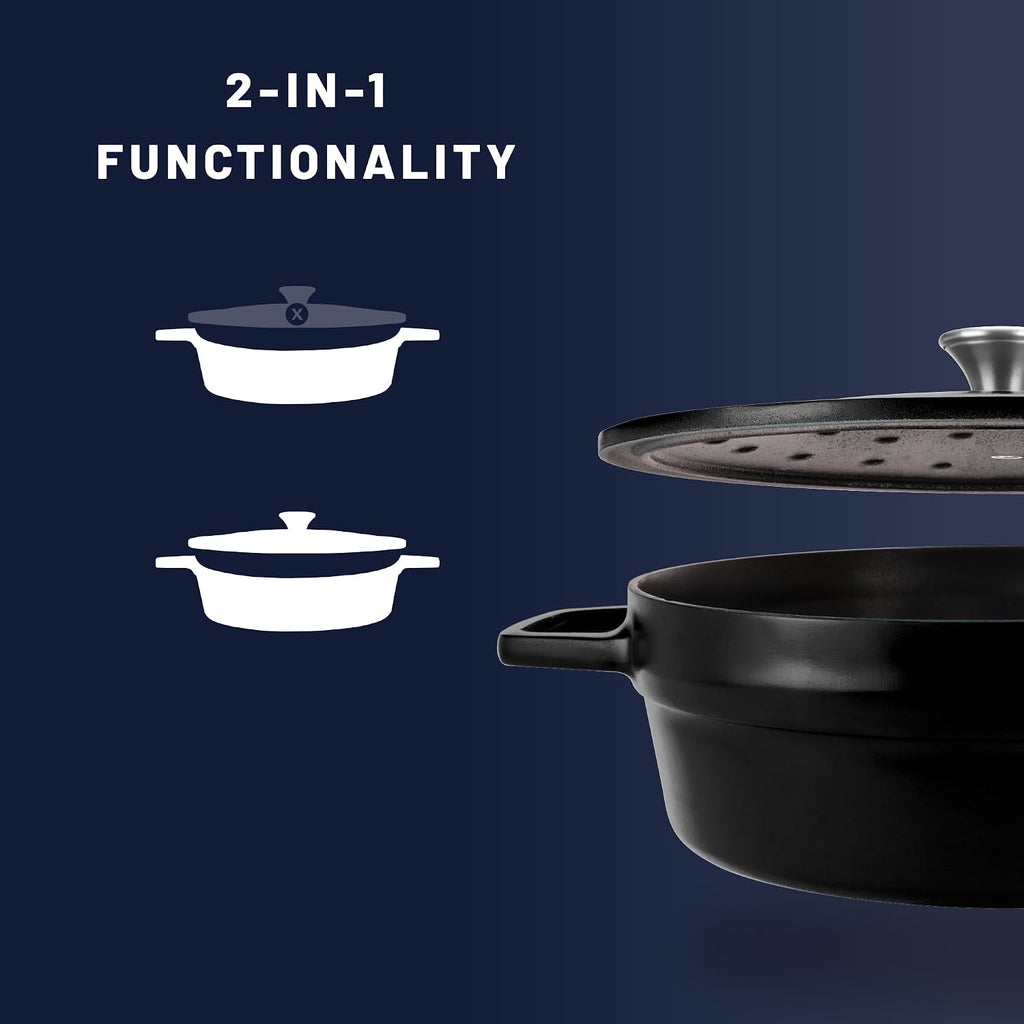 All American 1930 - Dutch Oven - The Saucier Set, Black Onyx - 5.5qt Capacity - Perfect for Sauces, Soups & Simmering - Non Stick & PFAS Free - Made in the USA