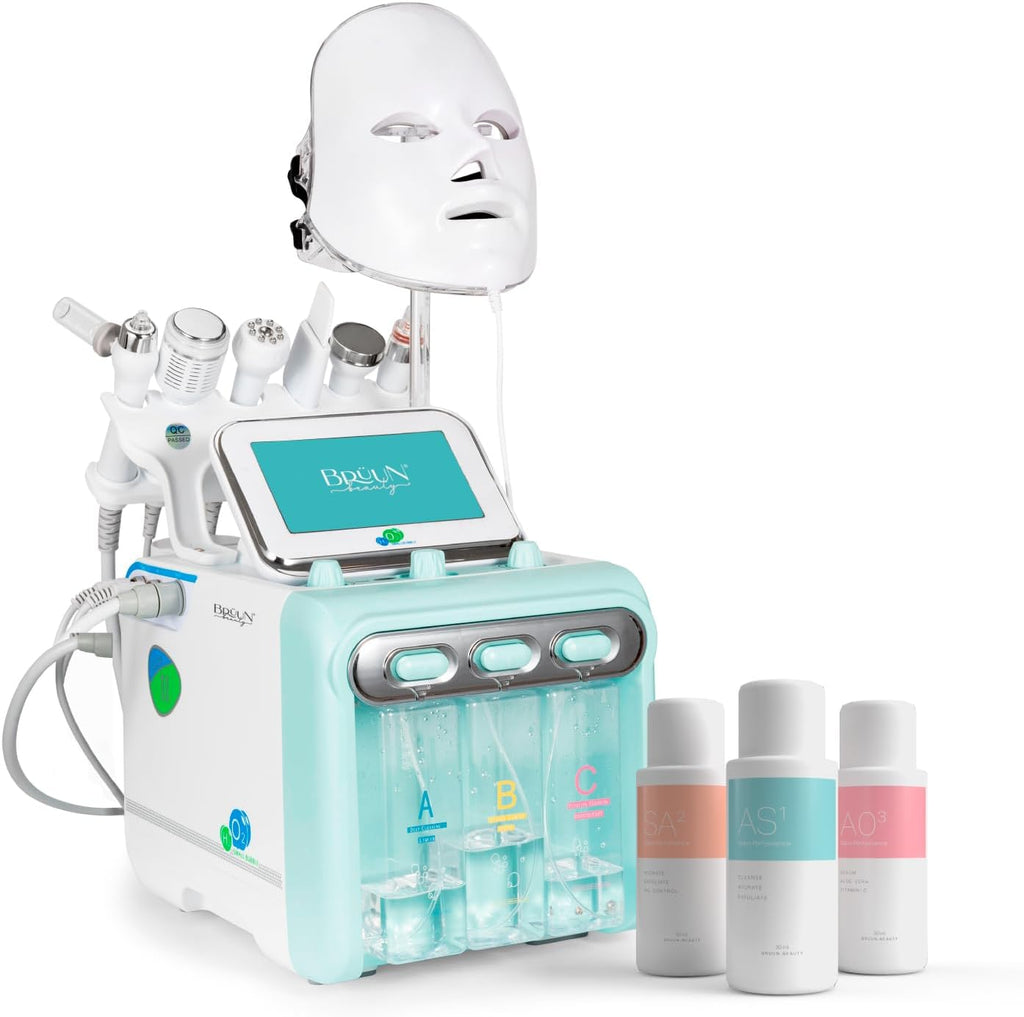BRÜUN Facial Care Machine – A 7 in 1 Multifunctional Face Care Device for Skin Moisturizing – A Vacuum Cleaning Jet for Home and Beauty Salon