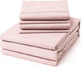 ClevaHome Queen Size Sheet Set - 6 Piece Soft Breathable Luxury Bed Sheet Set - Shrinkage & Fade Resistant Embroidered Bedding Sheet with Deep Pocket, 2 Extra Pillowcases (Queen, Barely Pink)