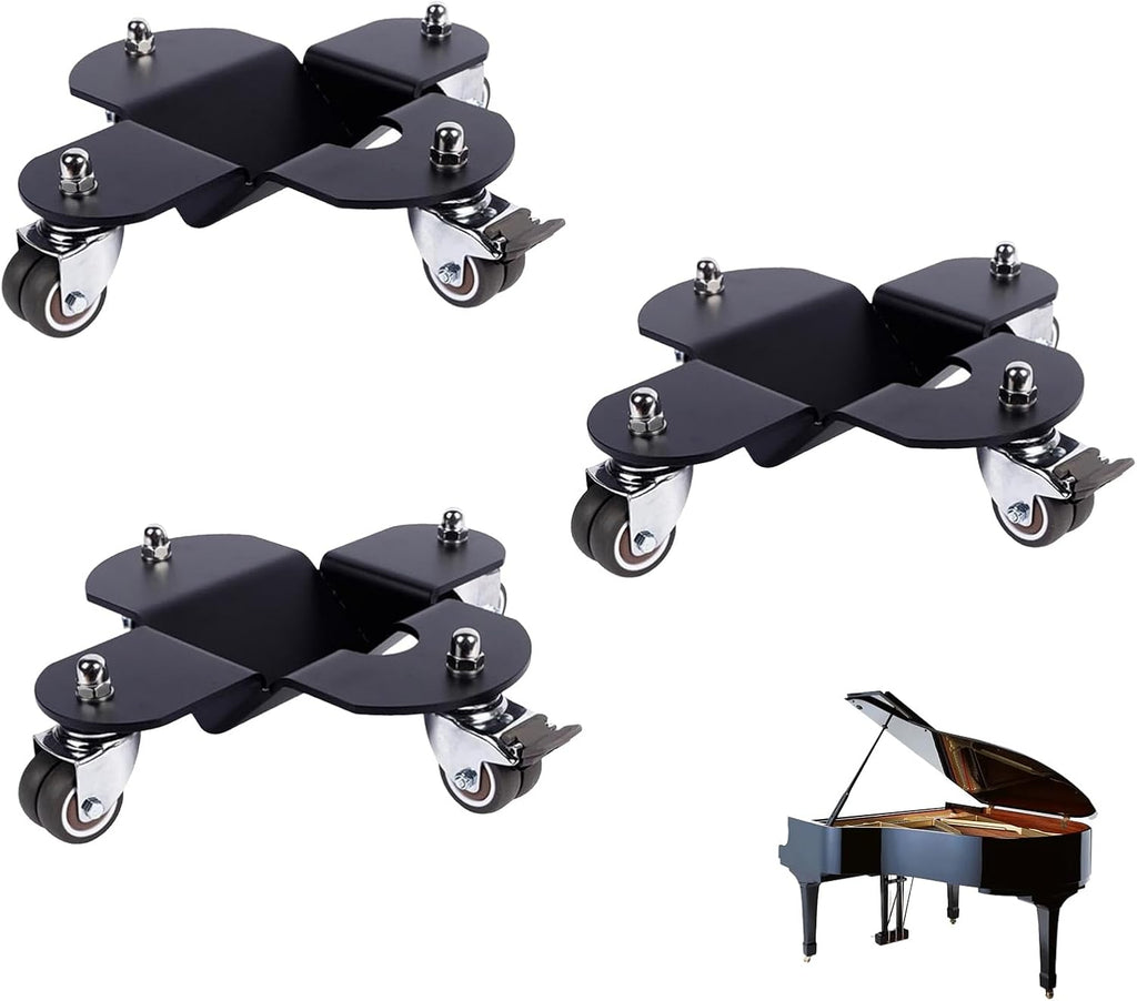 3PCS Grand Piano Trolley Auxiliary, Heavy Duty Universal Mobile Base with 4 Wheels, Thickened Steel Plate, 800 kg Load Capacity, Furniture Dollies for Grand Piano, Refrigerator Cabinet