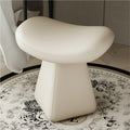 Leather Vanity Stool Chair, Creative Vanity Bench, Modern Swivel Stool for Dressing Table, for Daily Routines and Easy Shoe Changing(White)