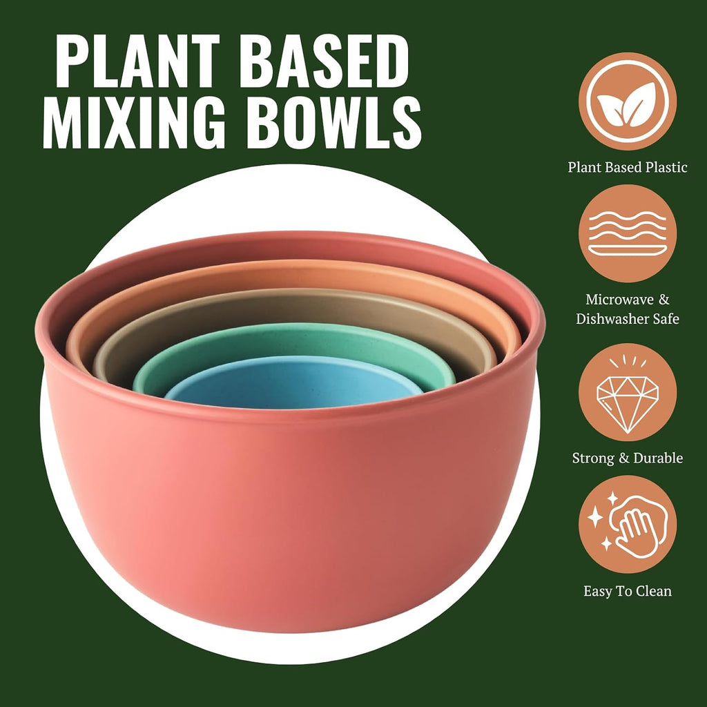 Bamboozle Astrik Mega Baking Bundle| 5 Piece Mixing Bowl Set | Measuring Cups and Spoons | Silicone Lid Set | Cooking and Meal Prep | Dishwasher Safe | Microwave Safe | Desert Bloom