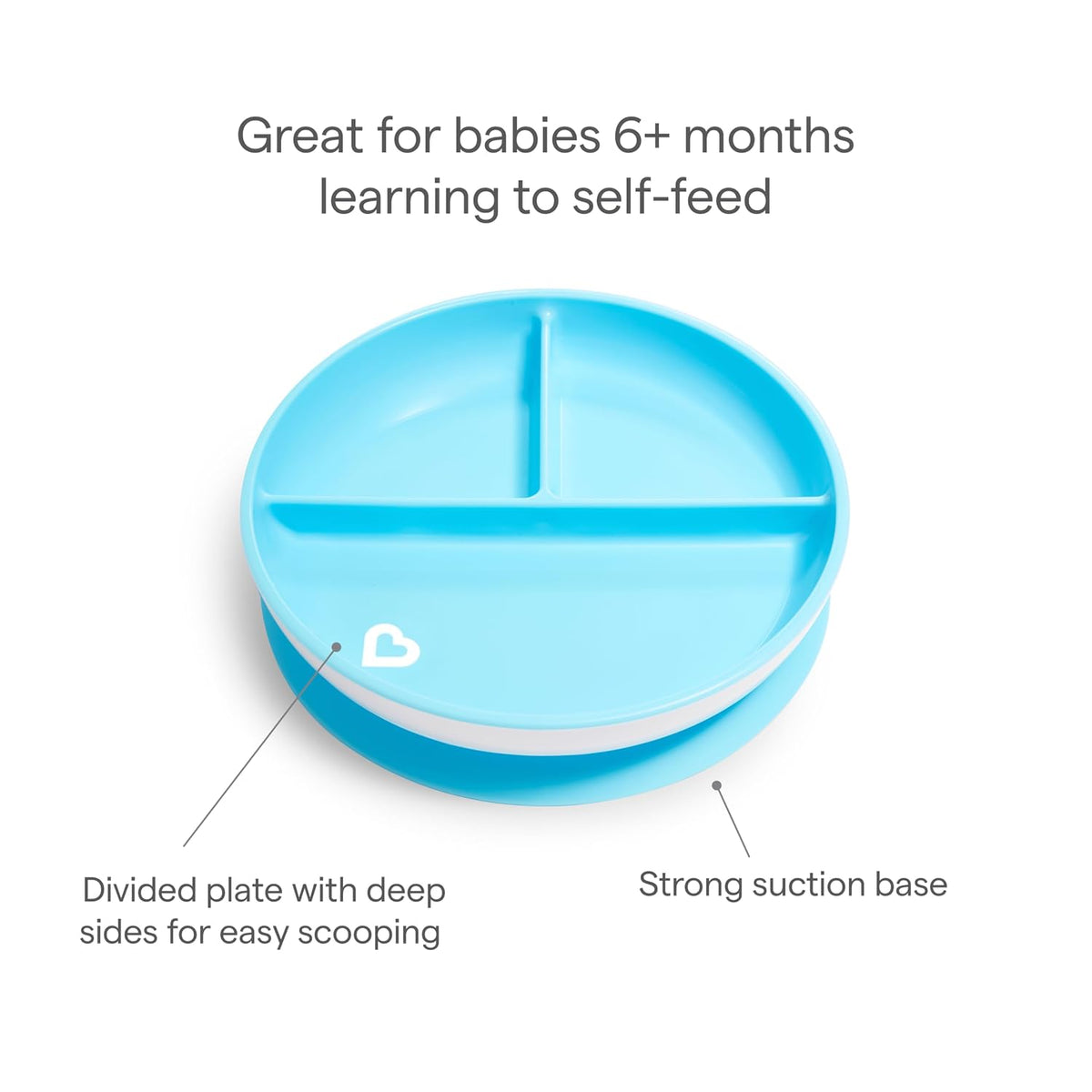 Munchkin Stay Put Suction Plates for Baby and Toddler,3 Divided Sections,Blue/Green,(Pack of 9)