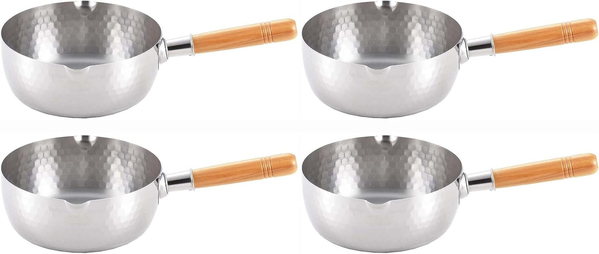 Japanese Stainless Steel Yukihira Saucepans 22cm Cooking Pot, 3 Quart, Made in Japan, 4-Pack
