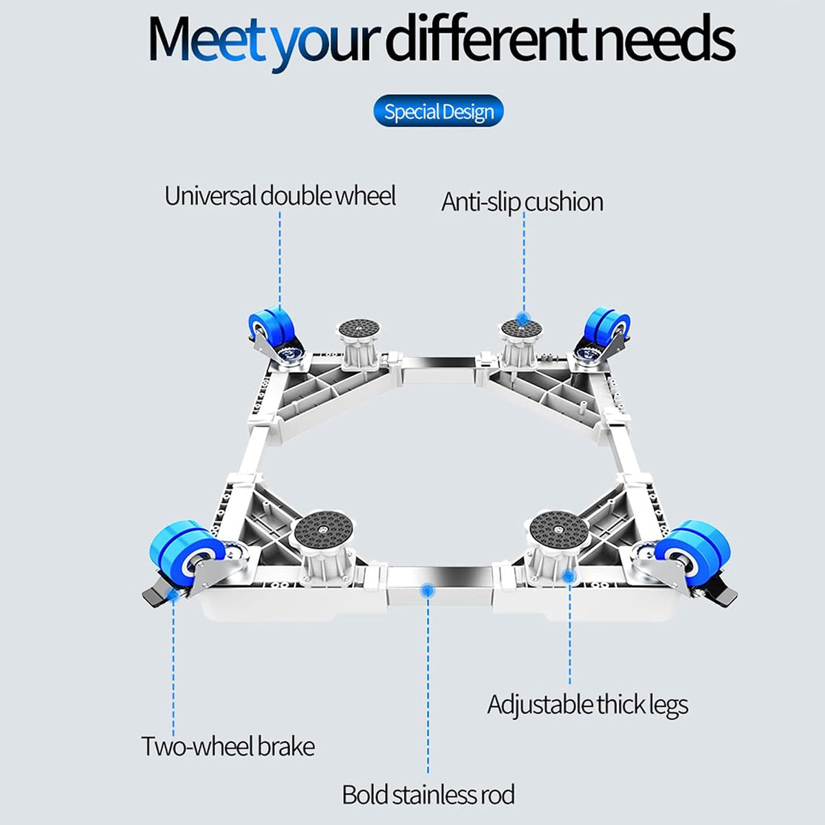 Mini Fridge Stand Washing Machine Base,Mobile Furniture Dolly,Universal Appliance Adjustable Pedestal,with 4 Wheels Swivel Casters Locking 4 Lifting Feet,for Dryer,Refrigerator Work Platform