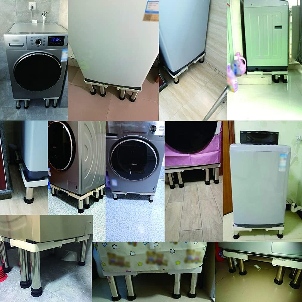 Multi-Functional Washing Machine Base Adjustable Base Refrigerator Stand Height 14-17cm Fridge zer Stand Universal Base for Dryer, Dishwasher Length/Width 48-69cm (12 Leg