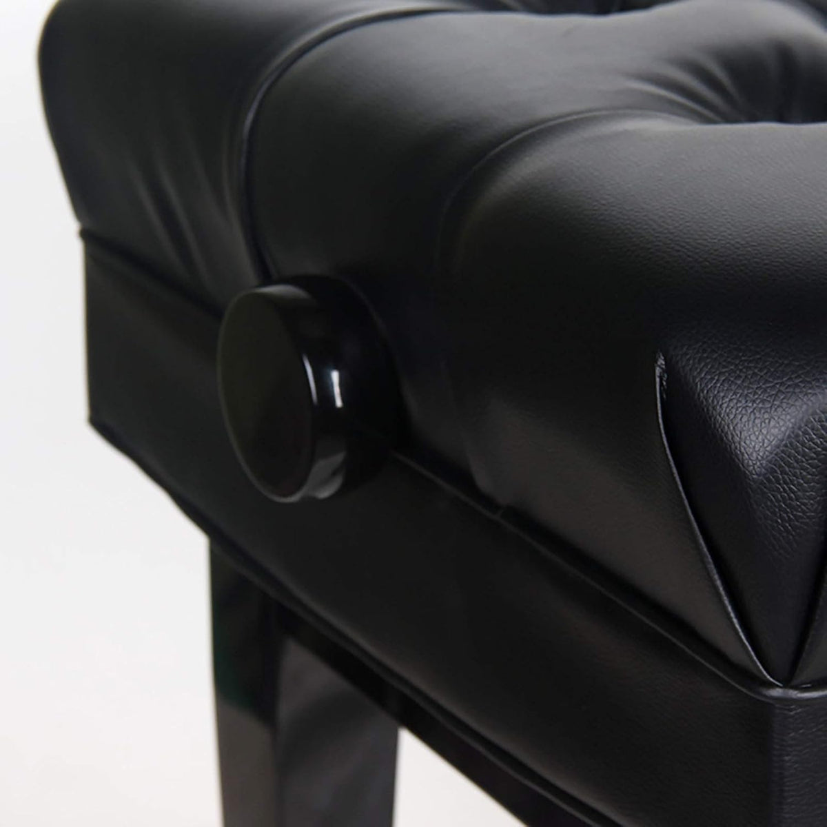 Deluxe Leather Piano Bench, Adjustable Height Piano Stool with Large Storage Box, Keyboard Bench Vanity Stool, 65 x 45 x 45-55CM, Black
