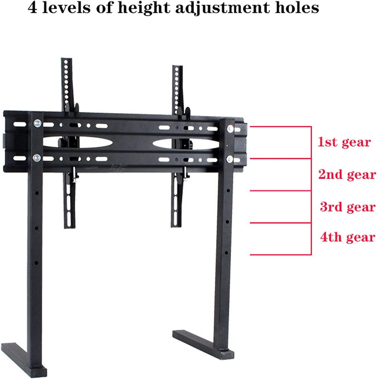 Universal TV Stand TV Stand Base 37'-75' LCD TV Universal Desktop Base Black Punch- Desktop TV Stand Rugged Steel TV Base Stand with Height Adjustable and Tilt Tv Stand Mount