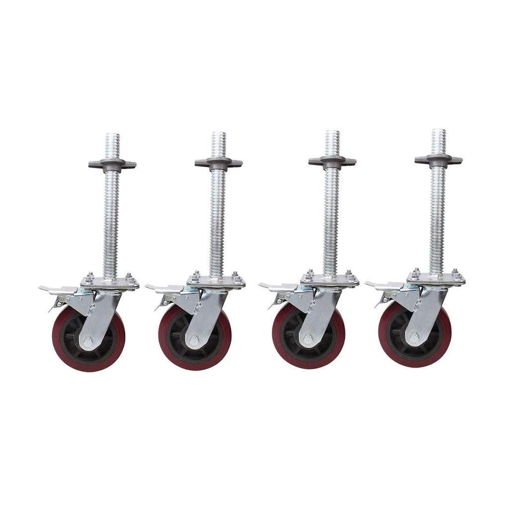 6-inch 8-inch Scaffolding Universal Wheel with Brake, Adjustable Screw Base, Mobile Bracket Wheel 4-Pack(6 inches)