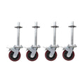 6-inch 8-inch Scaffolding Universal Wheel with Brake, Adjustable Screw Base, Mobile Bracket Wheel 4-Pack(6 inches)
