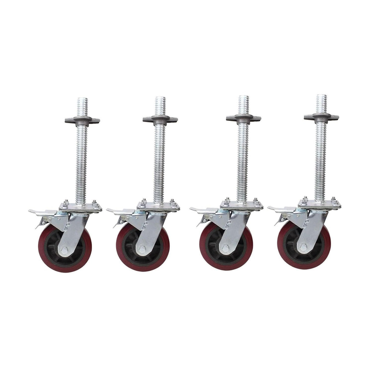 6-inch 8-inch Scaffolding Universal Wheel with Brake, Adjustable Screw Base, Mobile Bracket Wheel 4-Pack(6 inches)