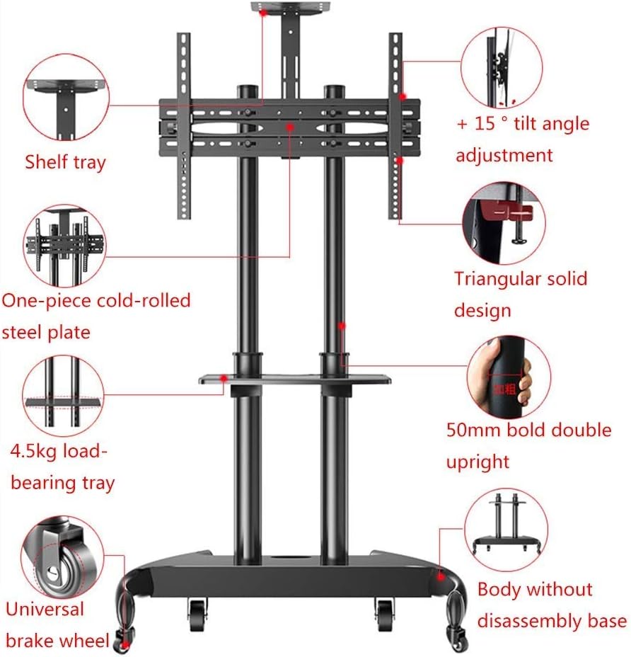 Universal Tv Stand Universal Tv Stand, Tv Carts On Wheels for 32 to 70 Inch Universal Flat Screen, Floor-Standing Mobile Tv Stand with Heavy Duty Base, Holds Up,