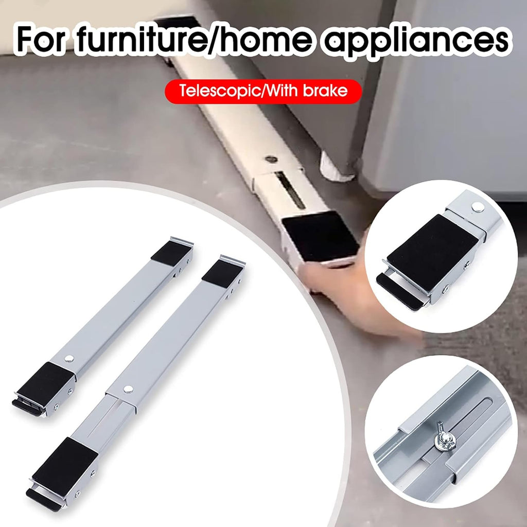 Washing Machine Stand, Multi-Functional Movable Base, Universal Dryer Fridge Pedestal, Adjustable Fridge Base with 24 Wheels with Lock Fixed, Load-Bearing 300kg (Silver)