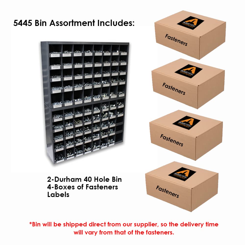 Titan Industrial Supply- 5,445 pcs Metric 10.9 Coarse Hardware Assortment Kit with Hex Cap Screws, Hex Nuts, Nylon Locknuts, Washers, & Two Durham 40 Hole Metal Bin
