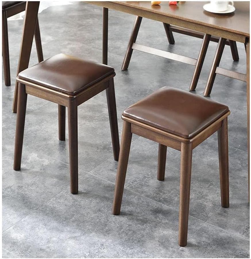 Grey Leather Footstools & Vanity Benches - Stylish Piano Stool, Makeup Seat, Garden & Dressing Stools for Living Room & Bedroom Desks，Black
