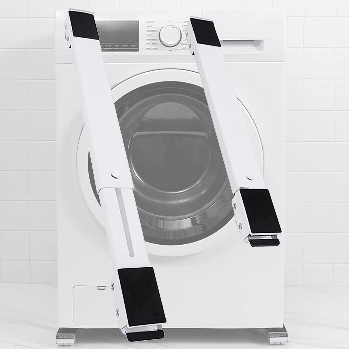 Washing Machine Refrigerator Pedestal, Movable Mini Fridge Stand, Telescopic Furniture Dolly with 24 Wheels, Multi-Functional Universal Adjustable Base, Max Load 300kg, White,