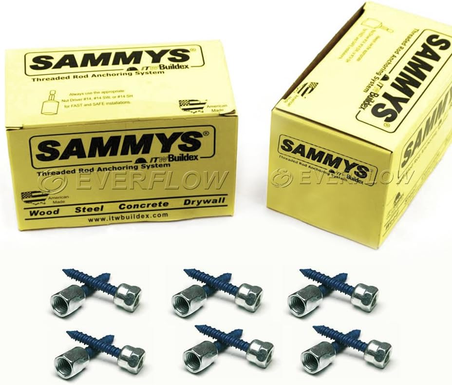 Everflow Sammys 8061957-50 SWC 20 3/8 Inch Screw Horizontally Threaded Rod Anchor Designed for Concrete Structure, Steel with Zinc Finish, Blue Delta Seal, Prevent Snapping (Pack of 50)