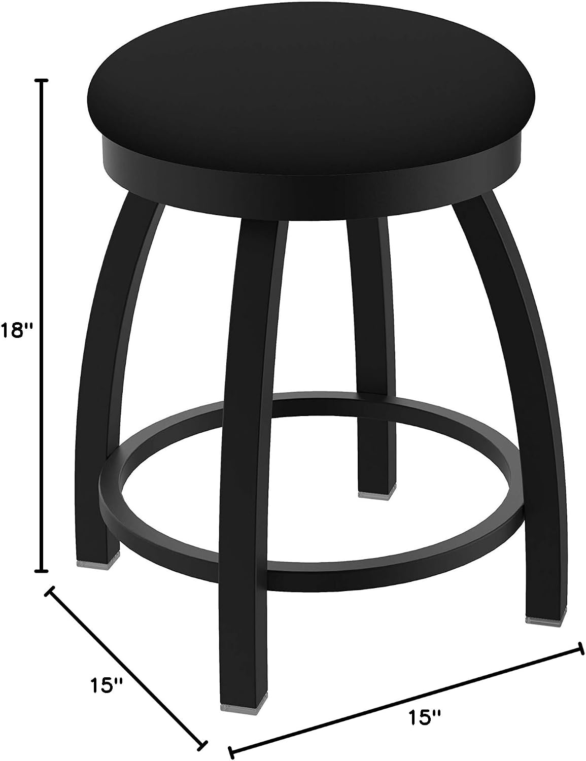 802 Misha 18' Swivel Vanity Stool with Black Wrinkle Finish and Black Vinyl Seat
