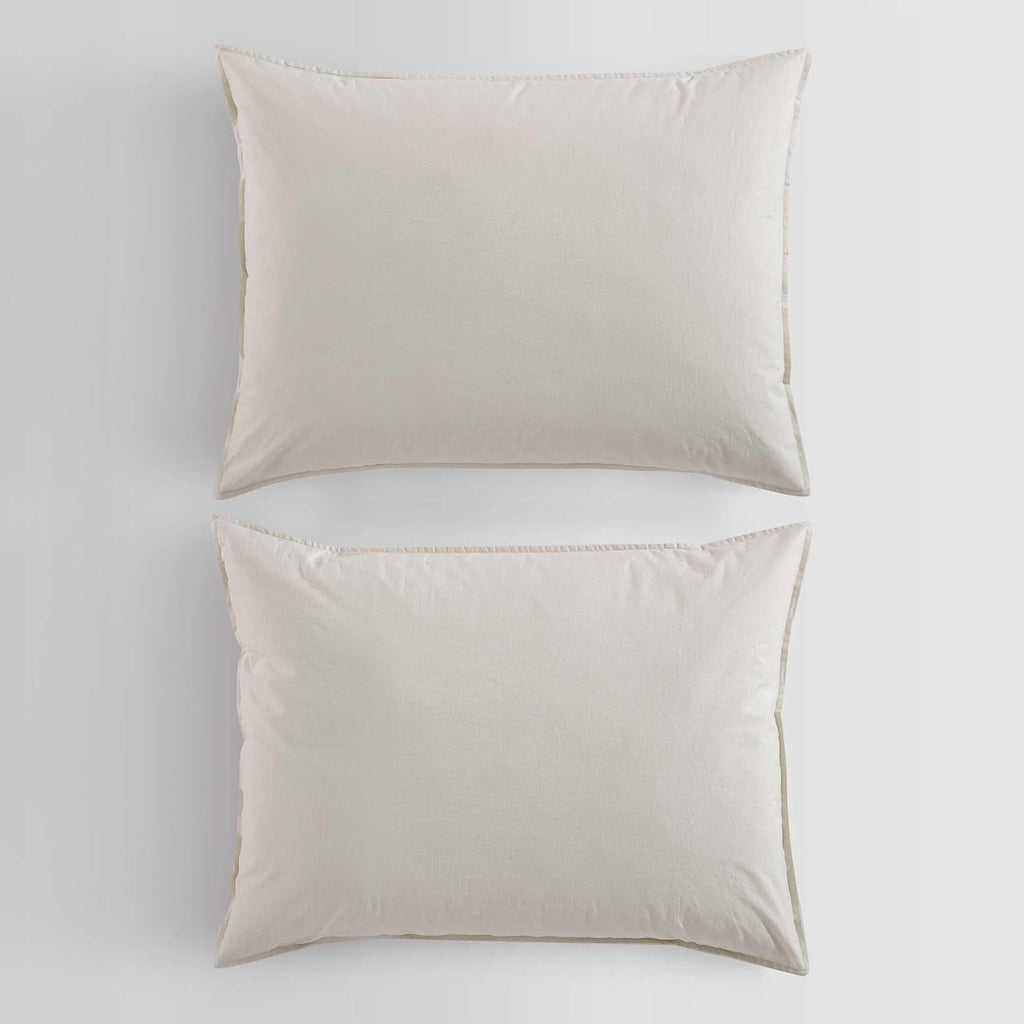 Calvin Klein - Queen Comforter Set, Modern Cotton Washed Percale Bedding with Matching Shams, Oeko-Tex Certified (Washed Percale Light Beige, Queen)