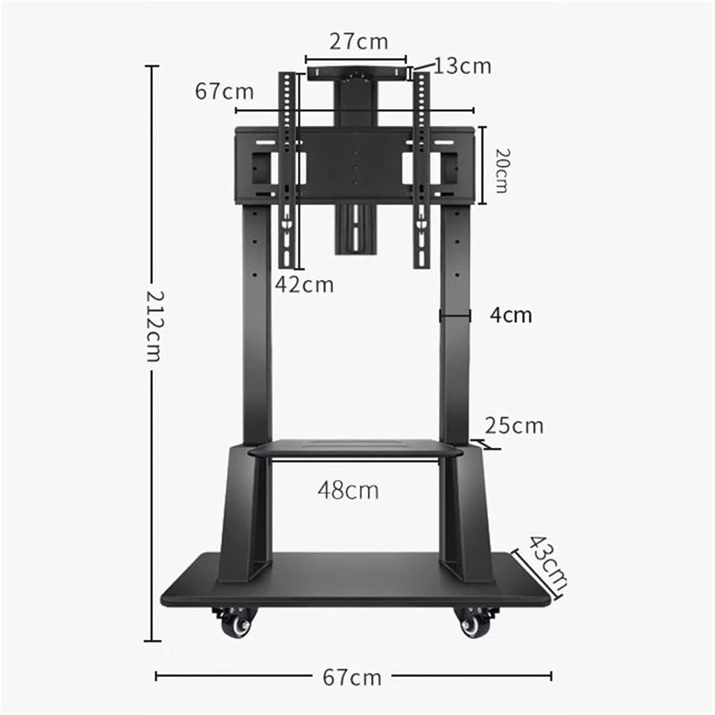 Universal Rolling Tv Stand with Wheels - Mobile Floor Tv Cart for 32'-80' Plasma & Flat Screen Tvs - Adjustable Height Sturdy Base Easy Mobility