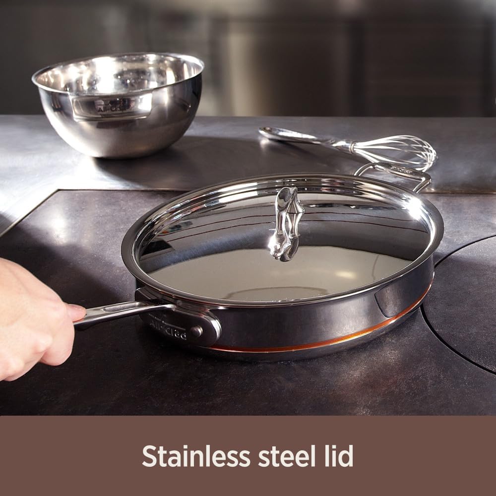 All-Clad Copper Core 5-Ply Stainless Steel Sauce Pan 3 Quart Induction Oven Broiler Safe 600F Pots and Pans, Cookware Silver