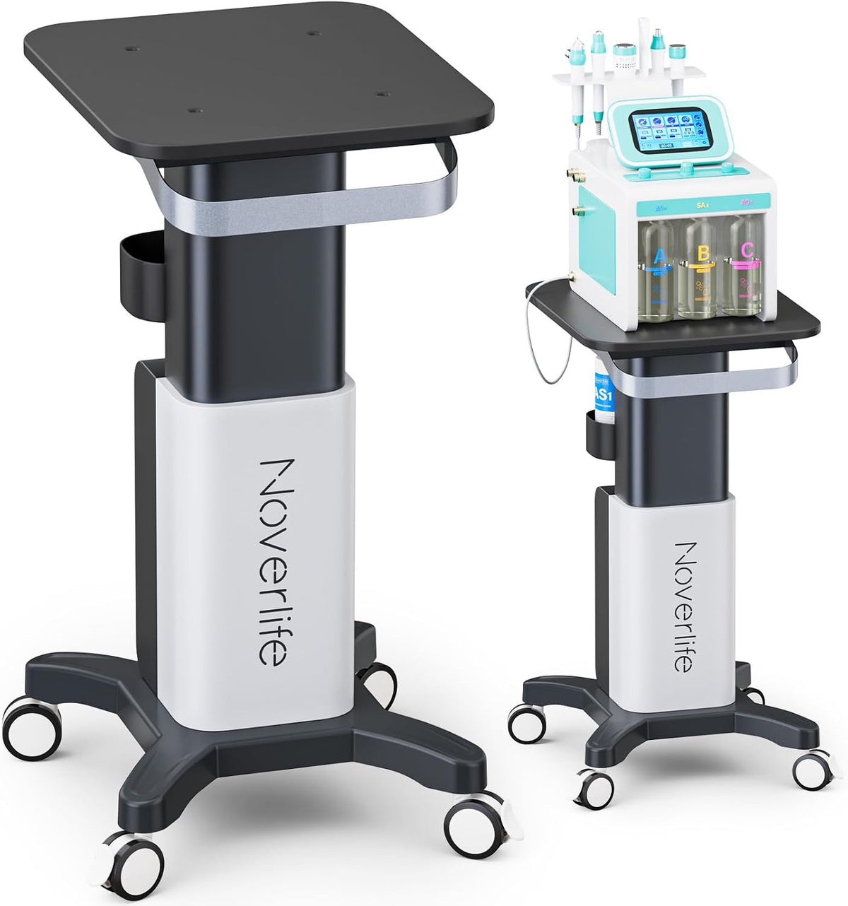 Esthetician Rolling Cart, 260lbs Loads, Heavy Duty Carbon Steel Beauty Salon Trolley with Wider Handle & Larger Top, Mobile Ultrasonic Tray Stand Spa Equipment Cart for Facial & RF Machine Device