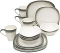 Mikasa Swirl Square Ombre Graphite 16 Piece Dinnerware Set, Service for 4