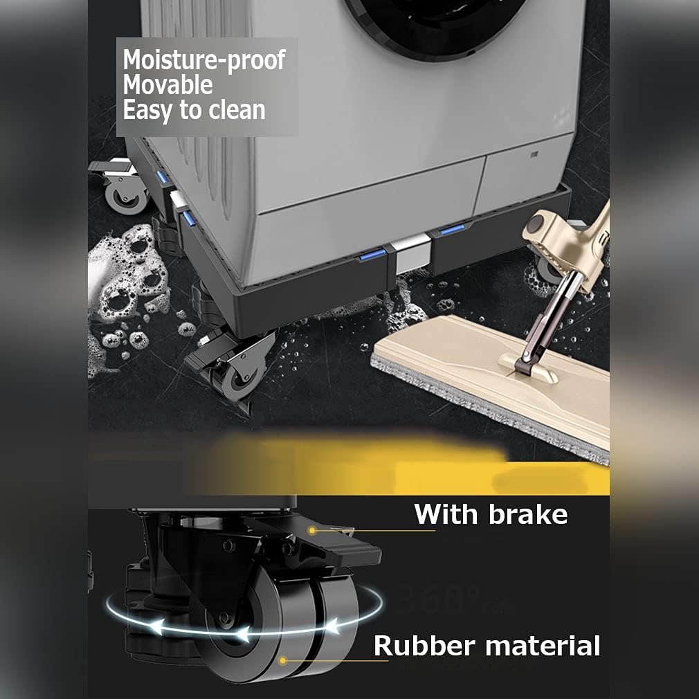 Universal Base Fridge Stand Furniture Movable Base, Appliance Rollers Trolley with Casters Anti Vibration Mute Adjustable Washing Machine Width/Length 19'-30' Movable