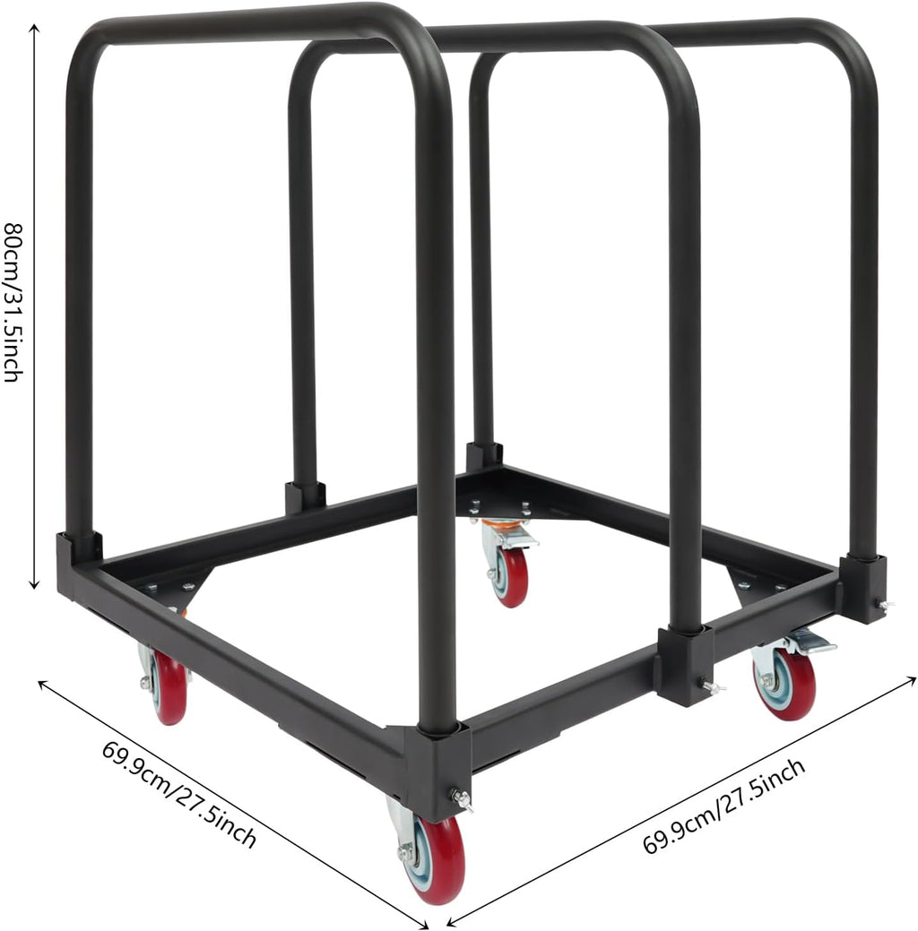 Heavy-Duty 3 Pole Panel Cart, 200 lbs Capacity Folding Table Truck with 4 Swivel Wheels (2 Locking), Industrial Utility Cart for Plywood, Lumber, Mattress Moving