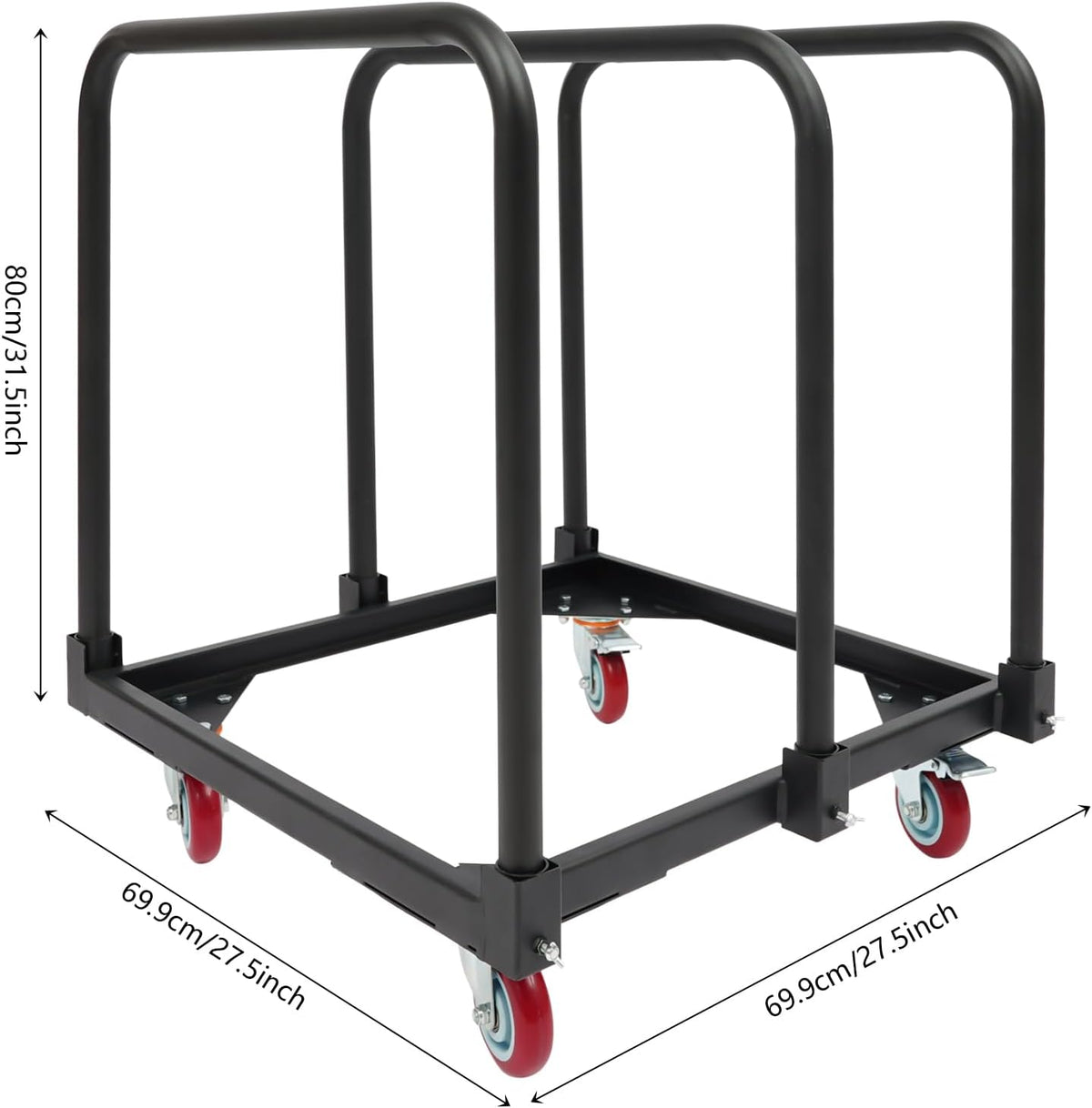 Heavy-Duty 3 Pole Panel Cart, 200 lbs Capacity Folding Table Truck with 4 Swivel Wheels (2 Locking), Industrial Utility Cart for Plywood, Lumber, Mattress Moving