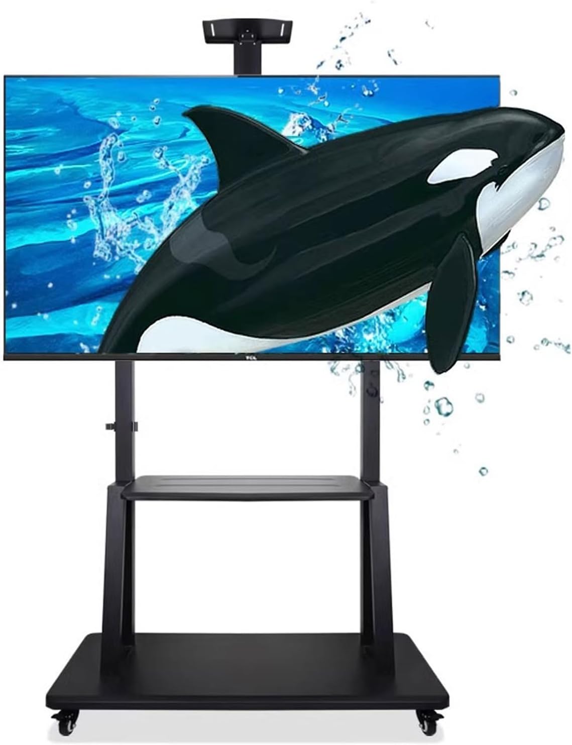 Universal Rolling Tv Stand with Wheels - Mobile Floor Tv Cart for 32'-80' Plasma & Flat Screen Tvs - Adjustable Height Sturdy Base Easy Mobility