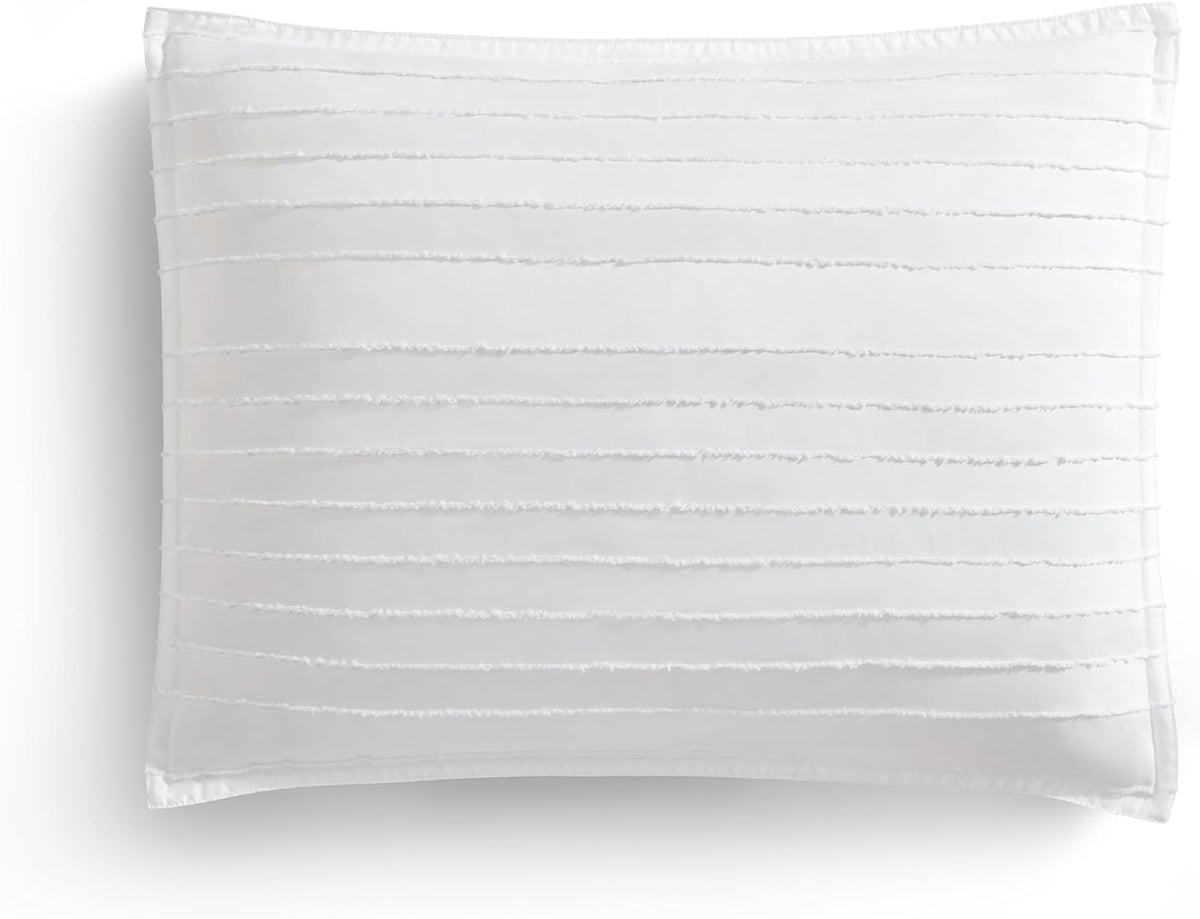 UGG Textured Queen Comforter Set - 3 Piece Striped Reversible Queen Bedding Set with Pillow Shams, Stylish Soft & Luxurious White Bed Set for Home & Bedroom (Full/Queen)